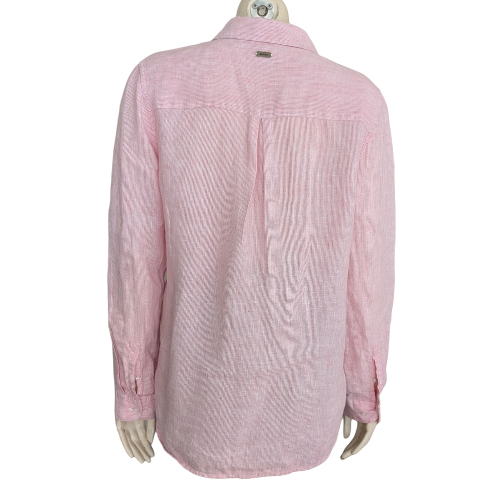 Barbour Linen Marine Button Up Shirt Size Medium - Picture 2 of 10